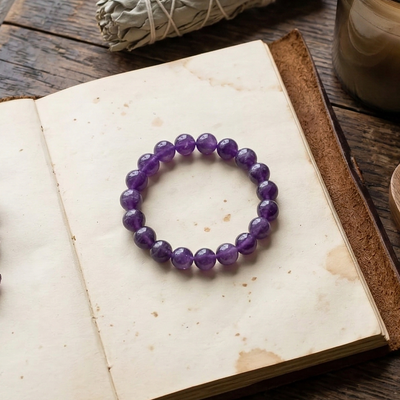 Bracelet en améthyste violette - pierre signe astrologique Verseau et Poissons