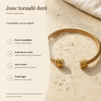 Bracelet Jonc Torsadé Doré en Pierre Naturelle — photo produit