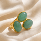 Bague Aventurine Trois Pierres — photographie produit premium