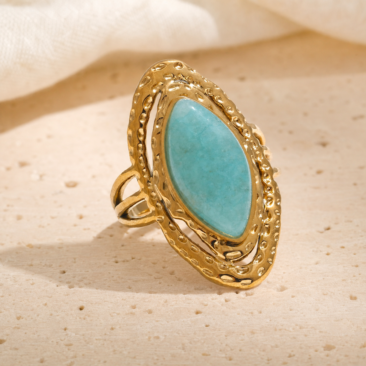 Bague Amazonite Martelée — photographie produit premium