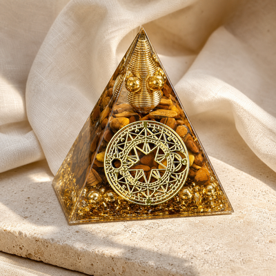 Pyramide Orgonite Arbre de Vie - Oeil de Tigre