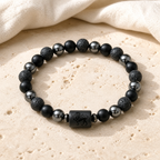 Bracelet Signe Astrologique Lion — Lave, Hématite et Onyx — vue produit premium