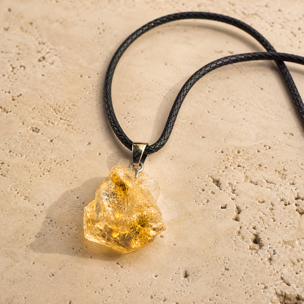 Pendentif Pierre Brute - Citrine — photographie produit premium