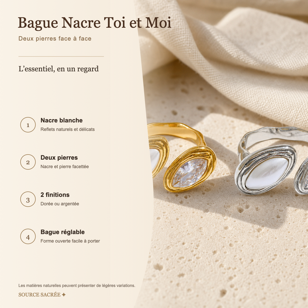Bague Nacre Toi et Moi — fiche descriptive