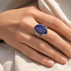 Bague Lapis-Lazuli Réglable — vue en situation