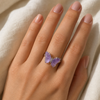 Bague Papillon Améthyste — bijou porté en situation