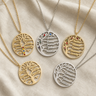 Collier Arbre de Vie Personnalisé Prénoms & Cristaux de Naissance — vue macro ou variantes