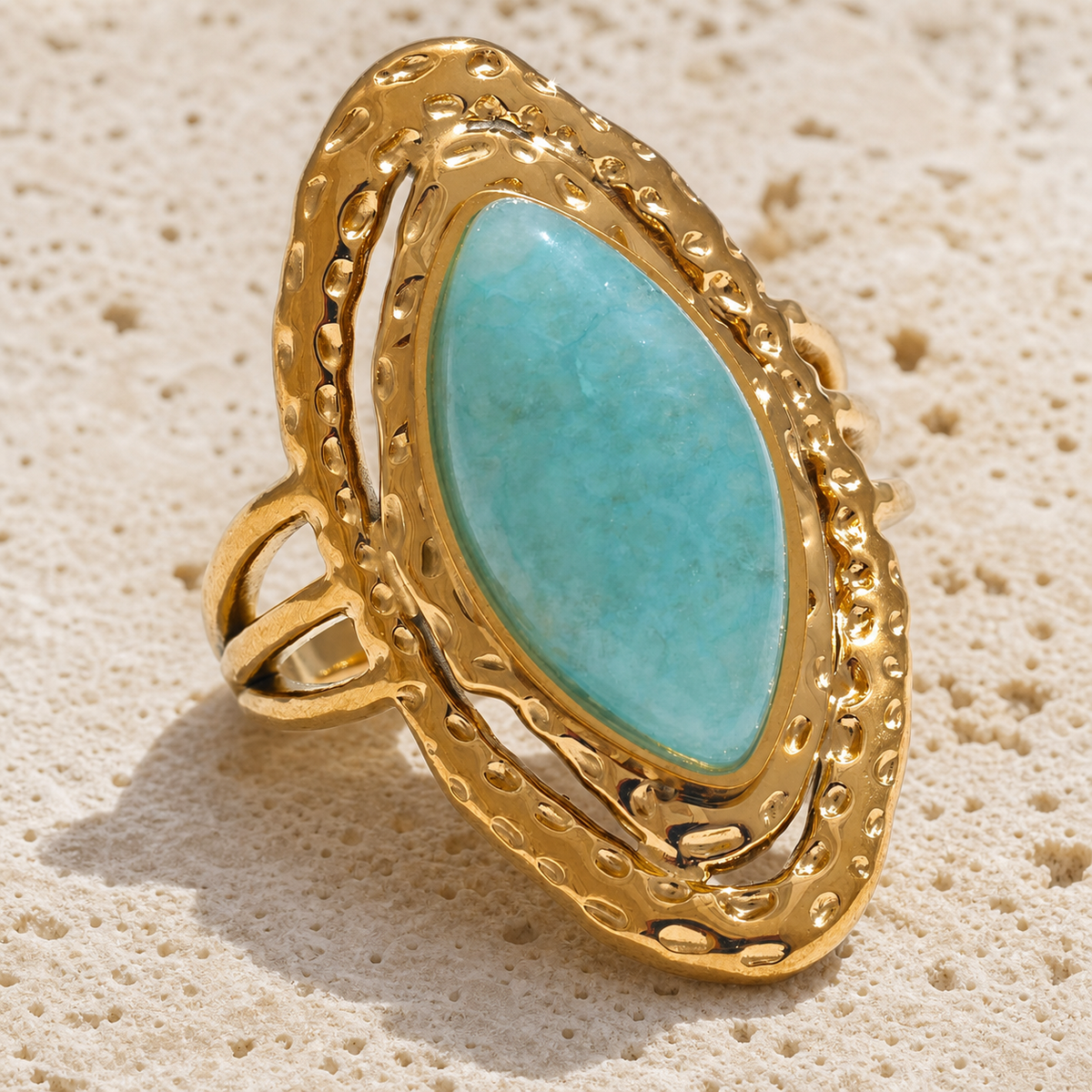 Bague Amazonite Martelée — vue macro ou variantes
