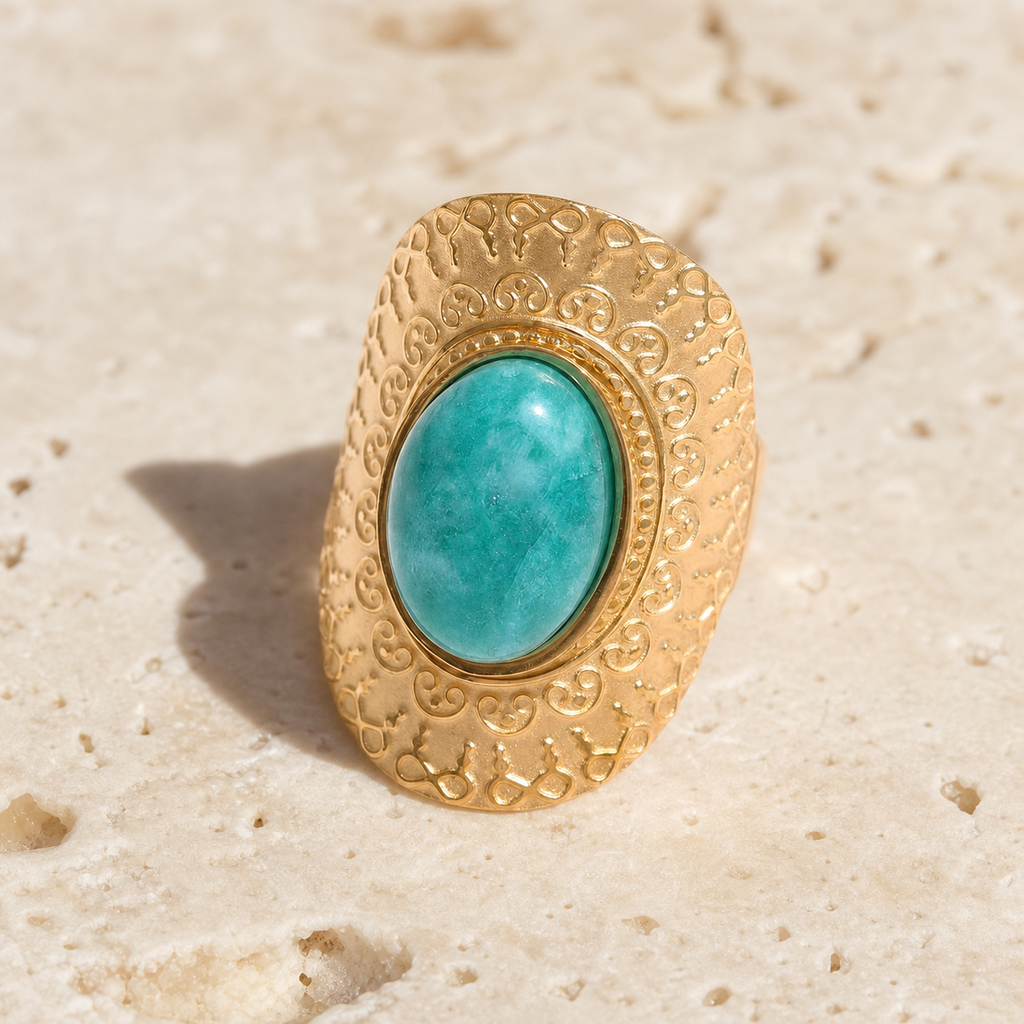 Bague Amazonite Chevalière — vue macro ou variantes
