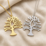 Collier Arbre de Vie Personnalisé 1 à 6 Prénoms en Acier — vue macro ou variantes
