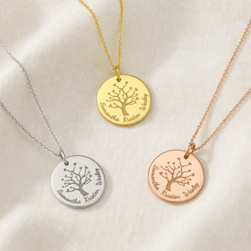 Collier Arbre de Vie Personnalisé — Médaille Gravée 5 Prénoms