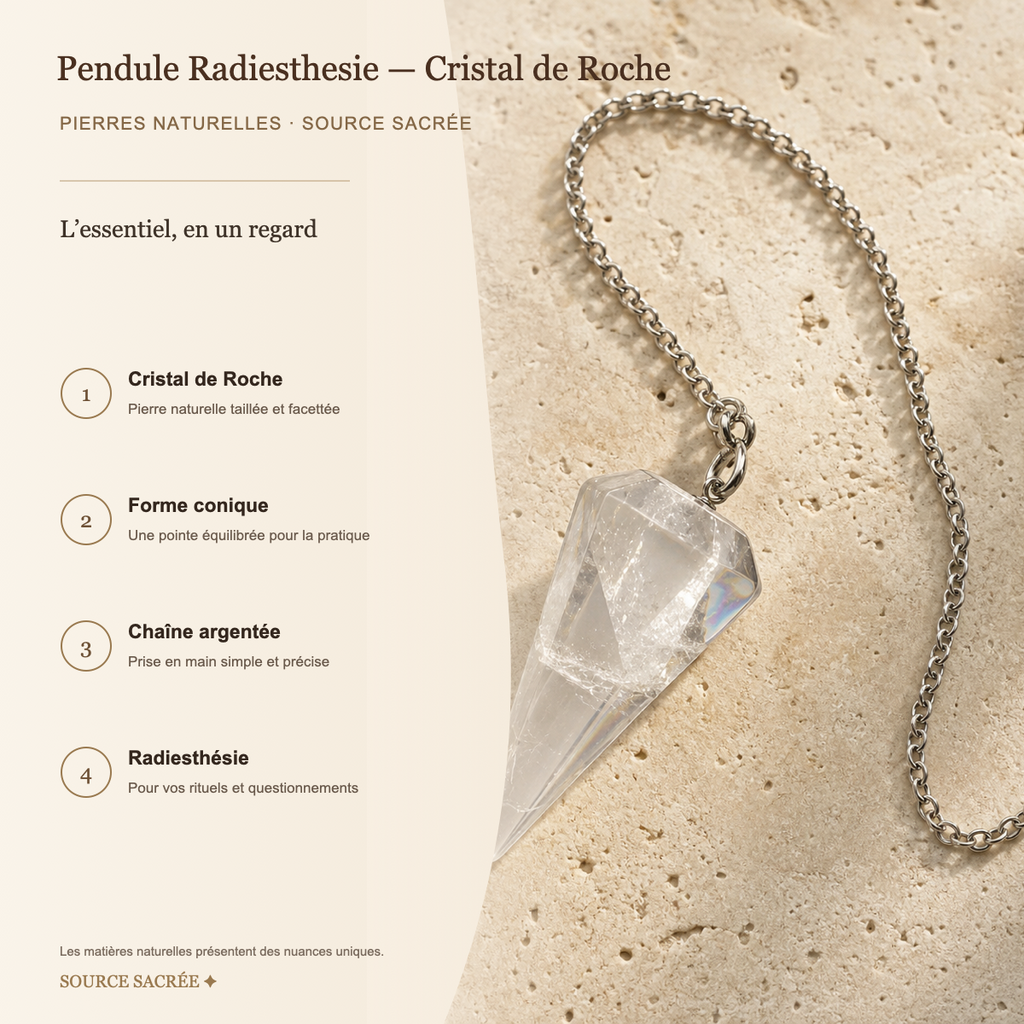 Pendule Radiesthesie - Cristal de Roche — fiche descriptive