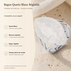 Bague Quartz Blanc Réglable — fiche descriptive