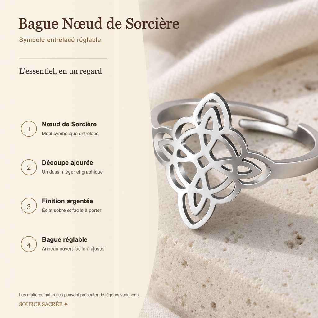 Bague Nœud de Sorcière Réglable — fiche descriptive