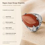 Bague Jaspe Rouge Réglable — fiche descriptive