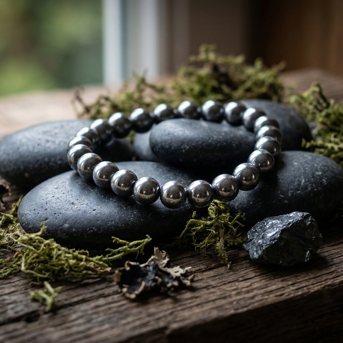 Bracelet hématite pierre naturelle perles 8mm lithothérapie