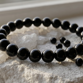 Bracelet Onyx Noir Homme Femme - Perles Pierre Naturelle