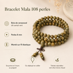 Bracelet Mala 5 Tours 108 Perles Verawood 8 mm - lithothérapie | Source Sacrée