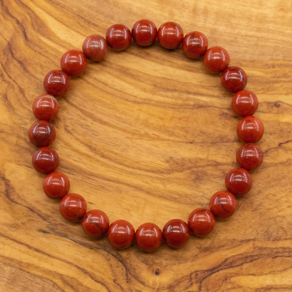 Bracelet jaspe rouge pierre naturelle perles 8mm lithotherapie