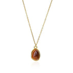 Collier pendentif agate brune zonée sertie de doré