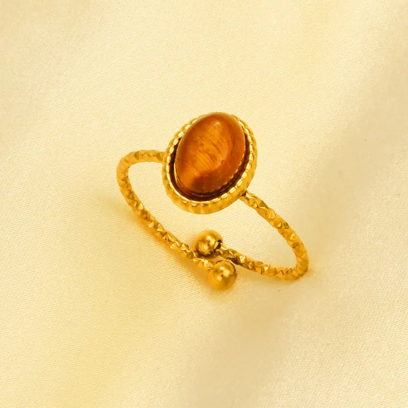 Bague Œil de Tigre Bohème Dorée