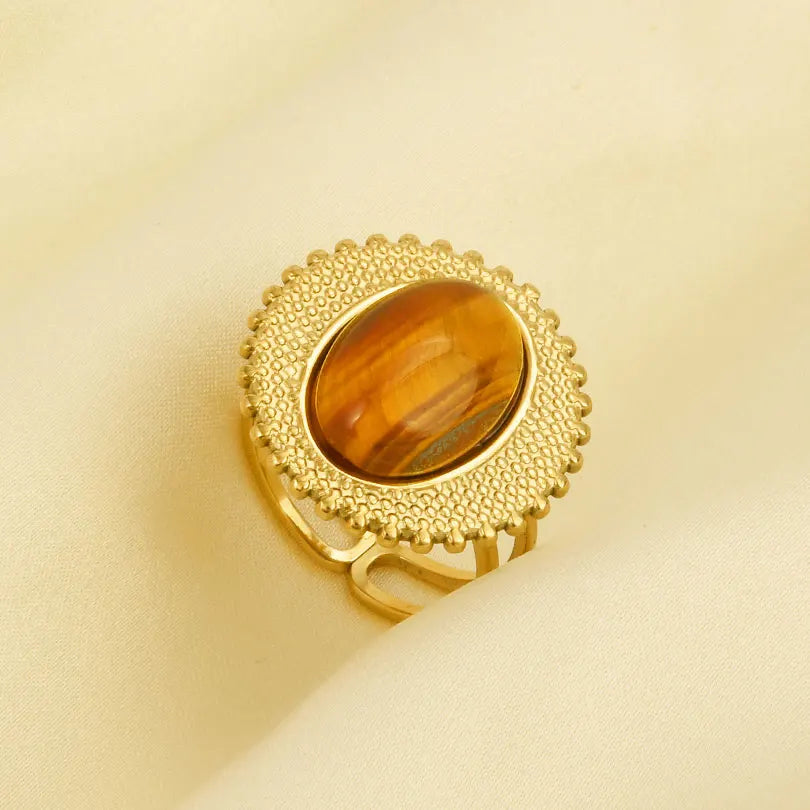 Bague Œil de Tigre Bohème Dorée
