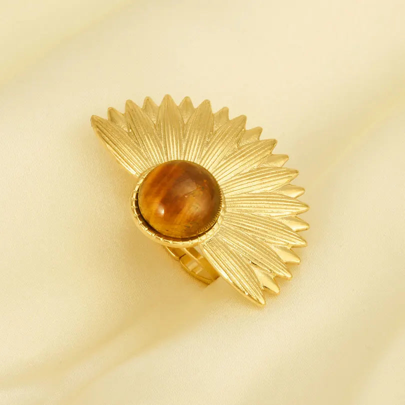 Bague Œil de Tigre Bohème Dorée