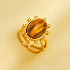 Bague Œil de Tigre Bohème Dorée