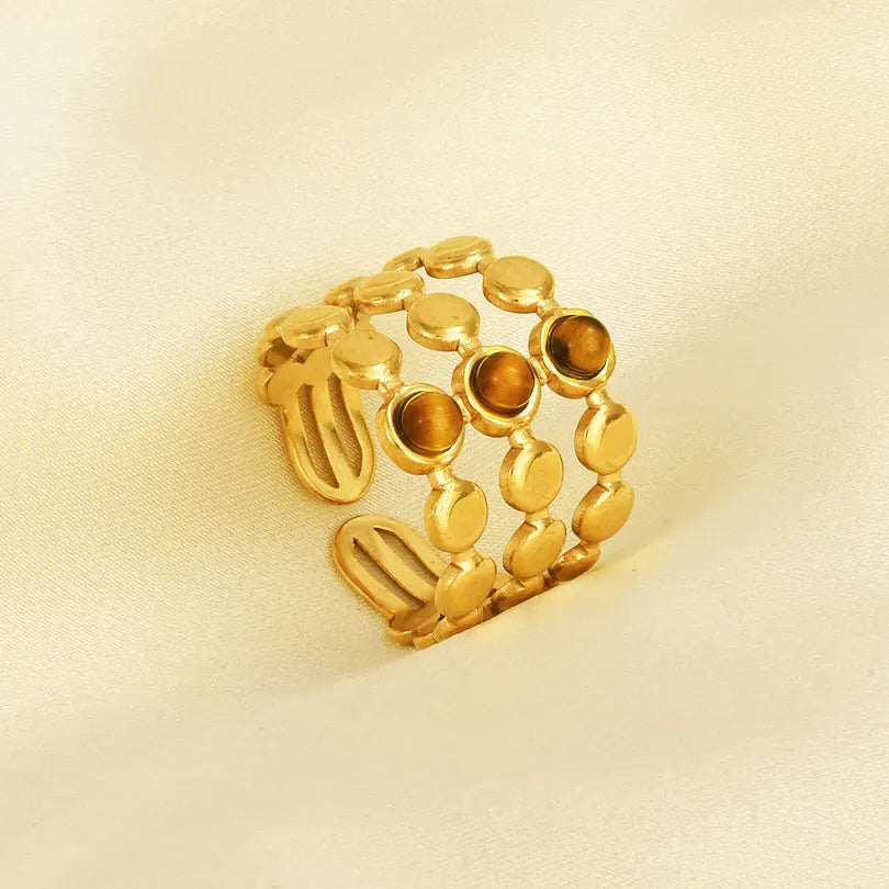 Bague Œil de Tigre Bohème Dorée