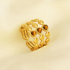 Bague Œil de Tigre Bohème Dorée