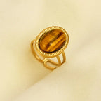Bague Œil de Tigre Bohème Dorée