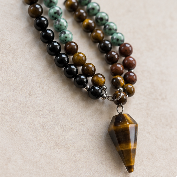 Collier Bouddhiste 108 Perles Chakra en Pierres Naturelles - lithothérapie | Source Sacrée
