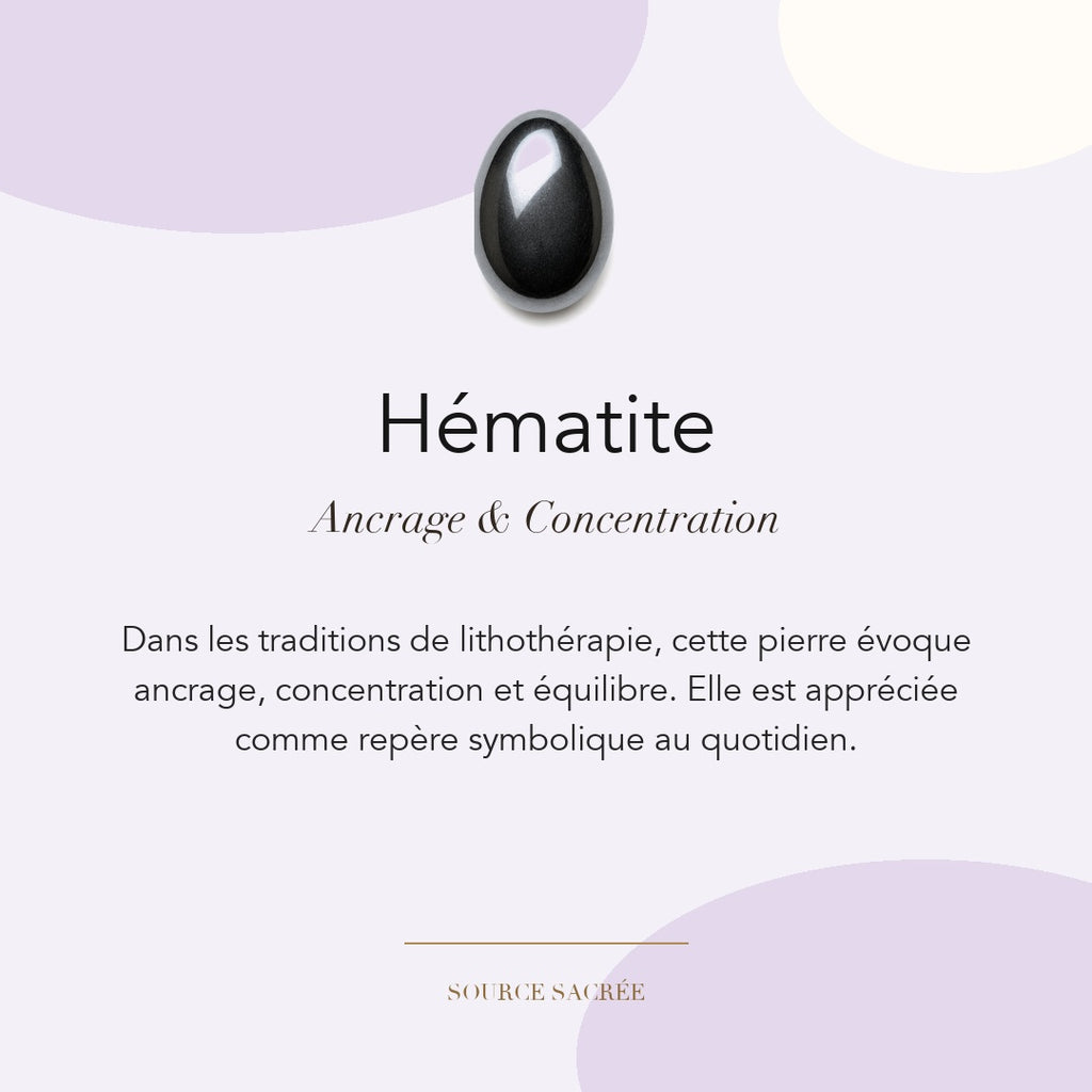 Hématite : ancrage, concentration et équilibre — symbolique traditionnelle