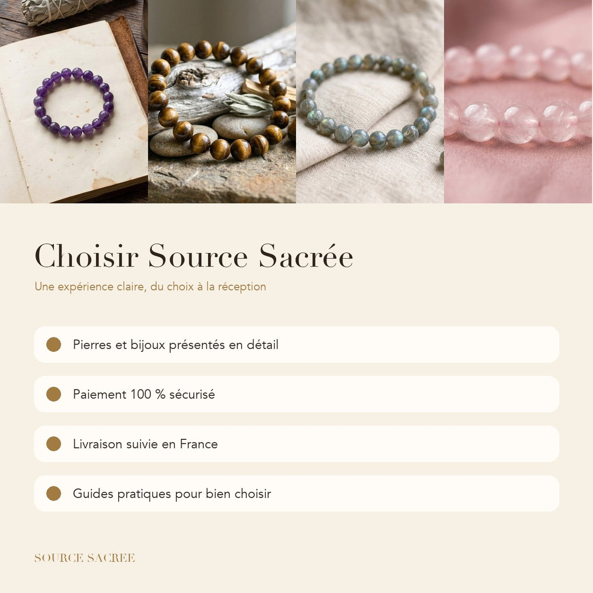 Pourquoi choisir Source Sacrée : paiement sécurisé, livraison suivie et guides pratiques