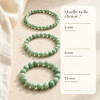 Bracelet Aventurine Verte : comparaison des perles 6 mm, 8 mm et 10 mm