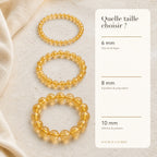 Bracelet Citrine : comparaison des perles 6 mm, 8 mm et 10 mm