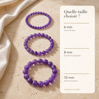 Bracelet Améthyste : comparaison des perles 6 mm, 8 mm et 10 mm