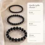 Bracelet Obsidienne Noire : comparaison des perles 6 mm, 8 mm et 10 mm
